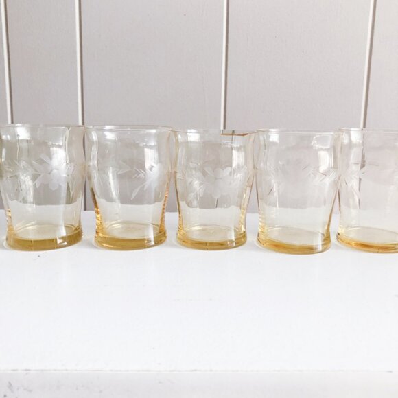 Yellow Depression Era Juice Glasses - Picture 2 of 8